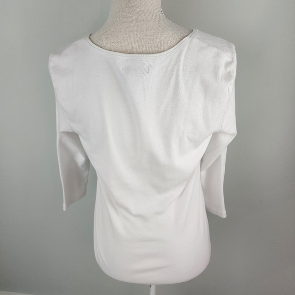 Rebecca Malone Three Quarter Sleeve Cotton Blend I Love You Top Size Small - Picture 6 of 8